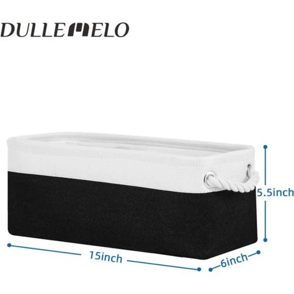 Toilet Paper Storage Basket with Rope Handles for Toilet (White & Black)